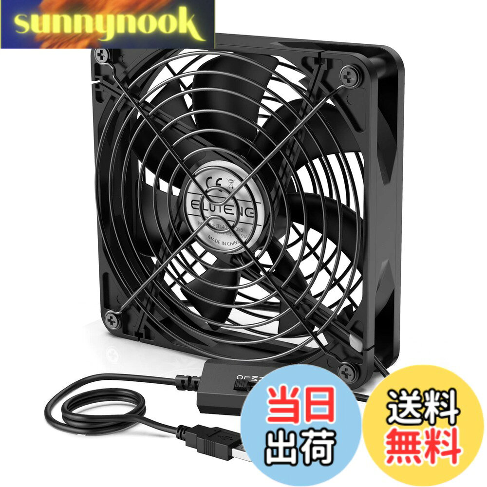 商品情報 商品の説明 主な仕様 【高品質&amp;長時間稼働】USBファン は高品質のダブルボールベアリングモーターを採用し、寿命は通常 扇風機 の2倍以上で、最大45000時間の連続動作が可能です。超静音設計で、自習室、図書館などの静かな場所に使っても、気になりません。br【軽量・コンパクト】パソコン ファンは面倒な配線が無く、USBインターフェースを採用して、プラグを差し込んで使用できます。風速調整スイッチを備えて、風量は3段階で調節可能。使用環境や用途に応じて、風量を選択できます。軽量・コンパクトで、場所を取りません。デスクのちょっとした隙間やパソコン本体の上などに置けます。持ち運びと収納も便利です。br【7枚羽根＆安定した風量】7枚羽根で安定した風量を確保します。パソコン、ルーター、HDDなどの機器はもちろん、AV機器やゲーム機などの電子設備を速やかに冷却できます。回転数：900/1200/1500RPM、ノイズ25dB。br【安全設計】金属製フレーム搭載、稼働中ケガ防止のため安全設計されます。指が入らず、持ちやすくなり、ケーブルなど異物の侵入も防止できます。USBポートに挿したら勝手に動作するようになっています。br【幅広い実用性】140mm USBファンはパソコン、ルーター、HDDなどの冷却装置だけでなく、AV機器やゲーム機にも適しています。この静音USBファンの本体の厚さは2.5cmで金属製フレームを付けると、厚さは3.5cmになる。サイズが小さいから、狭いとことに最適！ # 【送料無料】ELUTENG USBファン 14cm 静音 USB扇風機 強力 冷却ファン 3段階風量調節 5V 冷却クーラー 薄型 送風機 長寿命 140mm 車中泊 換気扇 1500RPM パソコン/ルーター/水槽 / PS4ゲーム機など USB fan 14cm 暑い季節や長時間のこもりがちな作業環境で、快適さを求める方に向けてご紹介したいのが、ELUTENGの14cm USBファンです。暑さに悩み、静かな環境を求めるあなたにぴったりの解決策となるこのファンは、静音性に優れつつも強力な冷却を実現しています。 このUSBファンは、手軽に使用できる利便性と、設置場所を選ばないコンパクトなデザインが魅力。デスクやルーム、さらには車中泊時の換気まで、多彩なシーンで大活躍します。風量も3段階で調整できるため、用途や気分によって快適な風を選べる便利さがあります。 さらに、長寿命設計により、長時間の連続使用が可能で、使い続けても安心です。静音設計で、勉強や仕事に集中したい時も気にならず、周囲を気にせず利用できます。これにより、あなたの快適な生活空間がさらに広がることでしょう。 このUSBファンを使って、心地よい風を感じながら、毎日をリフレッシュしましょう。オンラインショップでは送料無料でお届けいたしますので、ぜひこの機会にお求めください。 ## 商品の特徴と性能 ELUTENG USBファンの最大の特徴は、静音性と冷却性能の両立です。高品質のダブルボールベアリングモーターを採用しており、最大45000時間の連続使用が可能です。この特性により、通常の扇風機と比較しても、その寿命は2倍以上。また、超静音設計なので、図書館や自習室でも気にならずに使用できます。 ファンの直径は14cmとコンパクトですが、7枚羽根のデザインによって安定した風量を確保しています。回転数は900、1200、1500RPMから選ぶことができ、ノイズレベルはわずか25dB。この静かさは、家の中やオフィスでの使用に最適です。 また、デスク周りや狭いスペースに最適な薄型設計で、厚さはわずか2.5cm。金属製フレームを搭載することで、安定性があり、指が入る隙間がないため安全性も考慮されています。USBポートに接続するだけで自動的に動作を始めるので、使い方も非常に簡単。 このファンを使えば、パソコン、ルーター、水槽、PS4ゲーム機など、様々な電子機器の冷却が可能。特に電子機器が熱を持ちやすい季節には、多くの人にとって手放せないアイテムとなるでしょう。 ## 利用シーンと利便性 このUSBファンは、どんなシーンでも利用可能です。自宅での作業や勉強だけでなく、車中泊やキャンプでも活躍します。夏の暑い夜、熱気がこもる車内でも、これさえあれば快適な睡眠を保つことができます。さらに、換気扇としても使用できるため、鮮度を保ちたい食材や空気を気にする方にもおすすめです。 持ち運びが便利な軽量・コンパクト設計は、出張や旅行に最適。多くのパソコンやモバイル機器と連携可能なため、デスクワーク中の熱問題を解決してくれます。最近ではリモートワークが一般的になり、自宅で過ごす時間が増えていますが、そんな時にこのファンがあることで快適な環境が手に入ります。 風量が3段階に調整可能な点も重要です。気温や自分の体調によって、風量を変えることで快適さが向上します。モードを切り替えるだけで、自分好みの風を作り出せますので、こまめに調整して心地よい環境を整えることが可能です。 長時間使用することも想定されているため、冷却性能だけでなく、快適な音の大きさ（静音性）にも配慮されています。これにより、ゲーム中や勉強中でも集中力を保つことができます。 ## 使用上の注意事項 ELUTENG USBファンを使用する際には、いくつかの注意事項があります。まず、直接水に濡らしたり、高湿度の場所での使用は避けるべきです。これにより、内部の電気系統にダメージを与える可能性があるため、使用環境には注意が必要です。 また、ファンの羽根は非常に鋭利ですので、触れないようにしましょう。特に小さなお子様やペットがいる家庭では、注意を払う必要があります。安全設計ではありますが、万全を期すために取り扱いに気をつけてください。 使用後は、ホコリやゴミがたまりやすい部分を掃除することで、長寿命を保つことができます。扇風機内部は特にホコリが溜まりやすいため、定期的に清掃を行ってください。これにより、効果的に冷却性能を維持でき、商品の寿命も延ばせるでしょう。 最後に、USBポートに接続時は、適正な電源を使用してください。電流が不安定な環境での使用は、製品にさらなる負担をかけてしまいますので、注意が必要です。 ## よくある質問（FAQ） このUSBファンに関するよくある質問をいくつかまとめました。まず一つ目は、「パソコン以外に使えますか？」という質問です。はい、もちろんです。このファンは、ルーターやゲーム機など、様々な機器に対応しています。 次に、「音はどのくらい静かですか？」という質問ですが、静音設計が施されており、ノイズレベルが25dBですので、静かな場所でも問題なく使用できます。 また、「サイズはどのくらい？」という質問も多いですが、直径14cm、厚さはわずか2.5cmですので、省スペースで使用できます。薄型設計なので、デスクの狭い隙間や、持ち運びにも適しています。 「風量はどのくらい調整できますか？」の質問には、900、1200、1500RPMの3段階から選べるとお応えします。それぞれの環境に合わせて快適な風量が得られますので、多用途に活用可能です。 ## まとめ - ELUTENG USBファンは静音性と冷却性能を兼ね備えた強力なファンです。 - コンパクトで持ち運びが便利、様々なシーンで使用できます。 - 風量調整が3段階あり、状況に応じて最適な風が得られます。 - 長寿命設計により、安心して長時間利用できます。 - 簡単操作で電源を入れるだけで使える手軽さも魅力です。