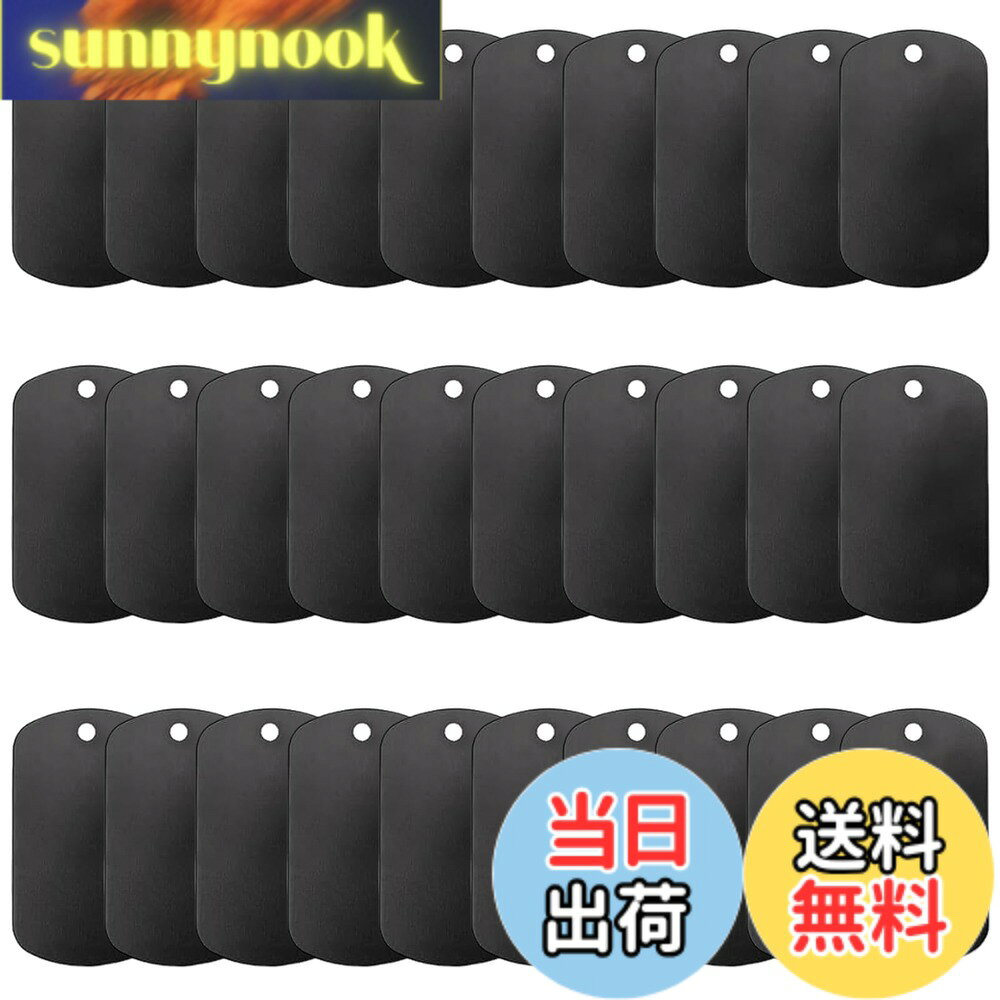 【送料無料】LIANHATA ネームタグ アルミ札 30枚 ネームタグ DIYブランクアルミ札 猫犬 首輪用 IDタグ 刻印 名入れ 盾型 (ブラック方型)