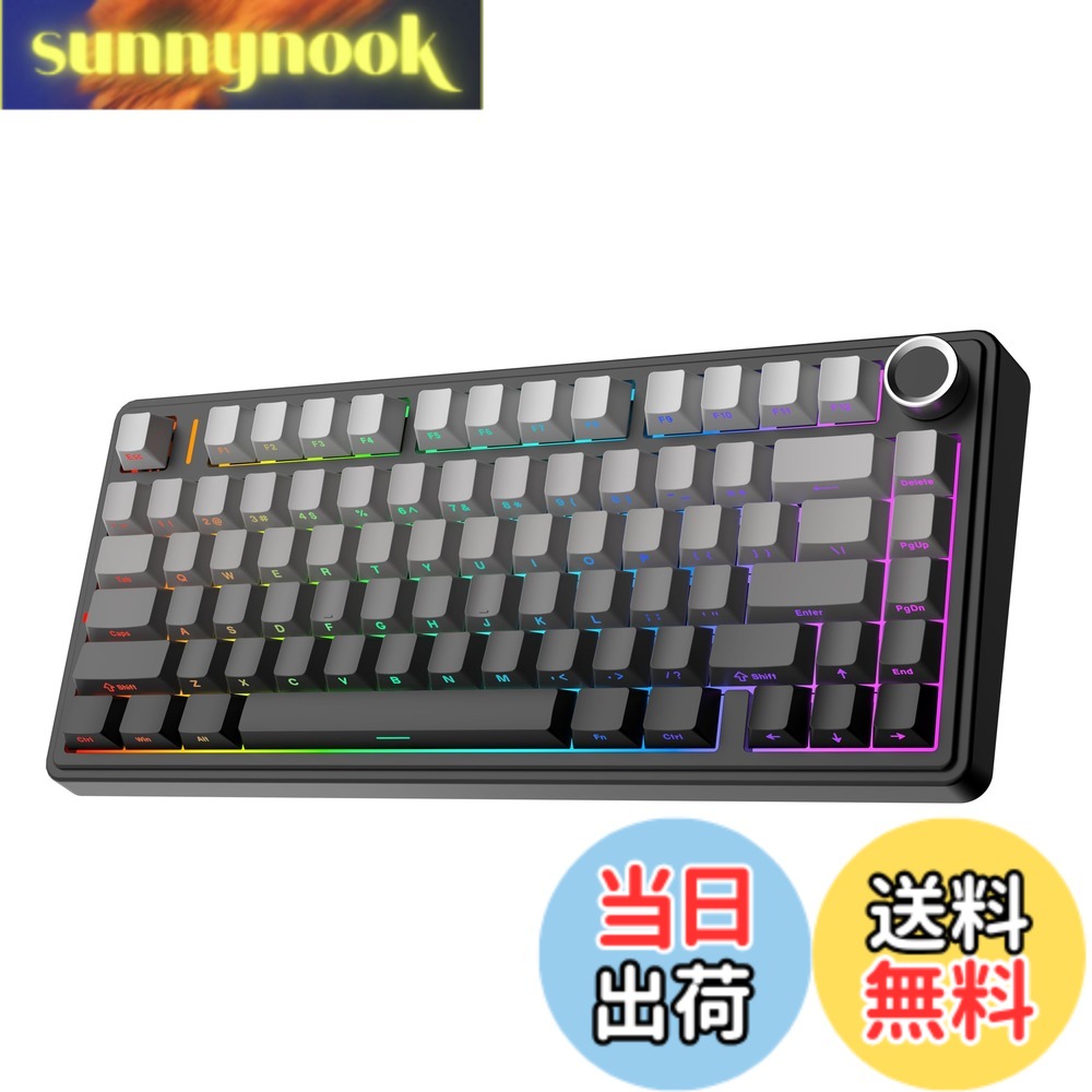 【送料無料】EPOMAKER x Aula F75 ゲーミングキーボード ガスケット メカニカルキーボード 5層パッド＆ノブ付き 75% ワイヤレス