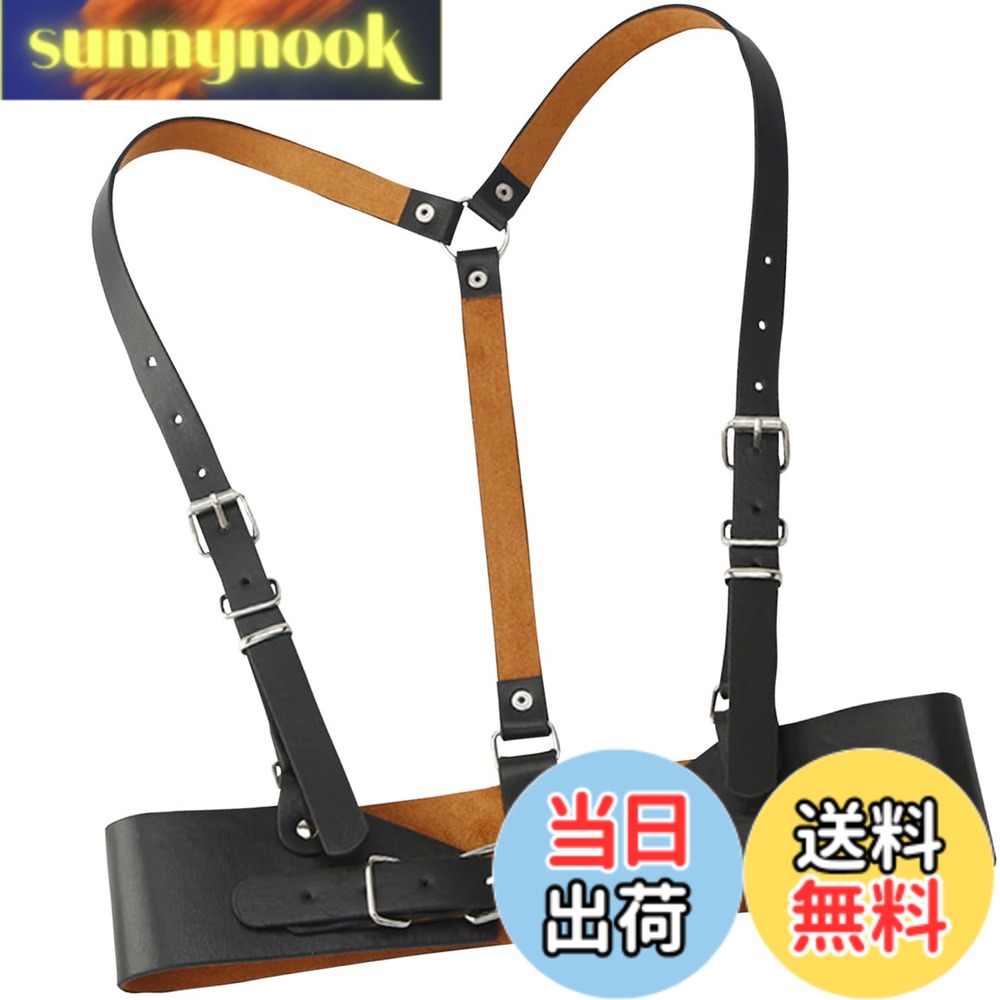 【送料無料】[バズ セレクション] ハーネス サスペンダー ガードル チェスト ストラップ レザー シンプル 合皮 レディース LBT398 色：ブラック、サイズ：長さ約69cm