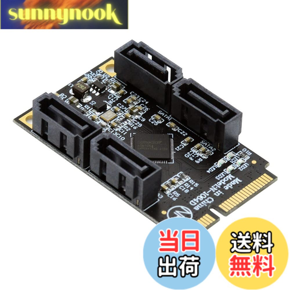 NFHK SATA デスクトップ アダプター コンバーター SSD カード JMB582 2280 色：ブラック Mini-PCIE - 4 SATA