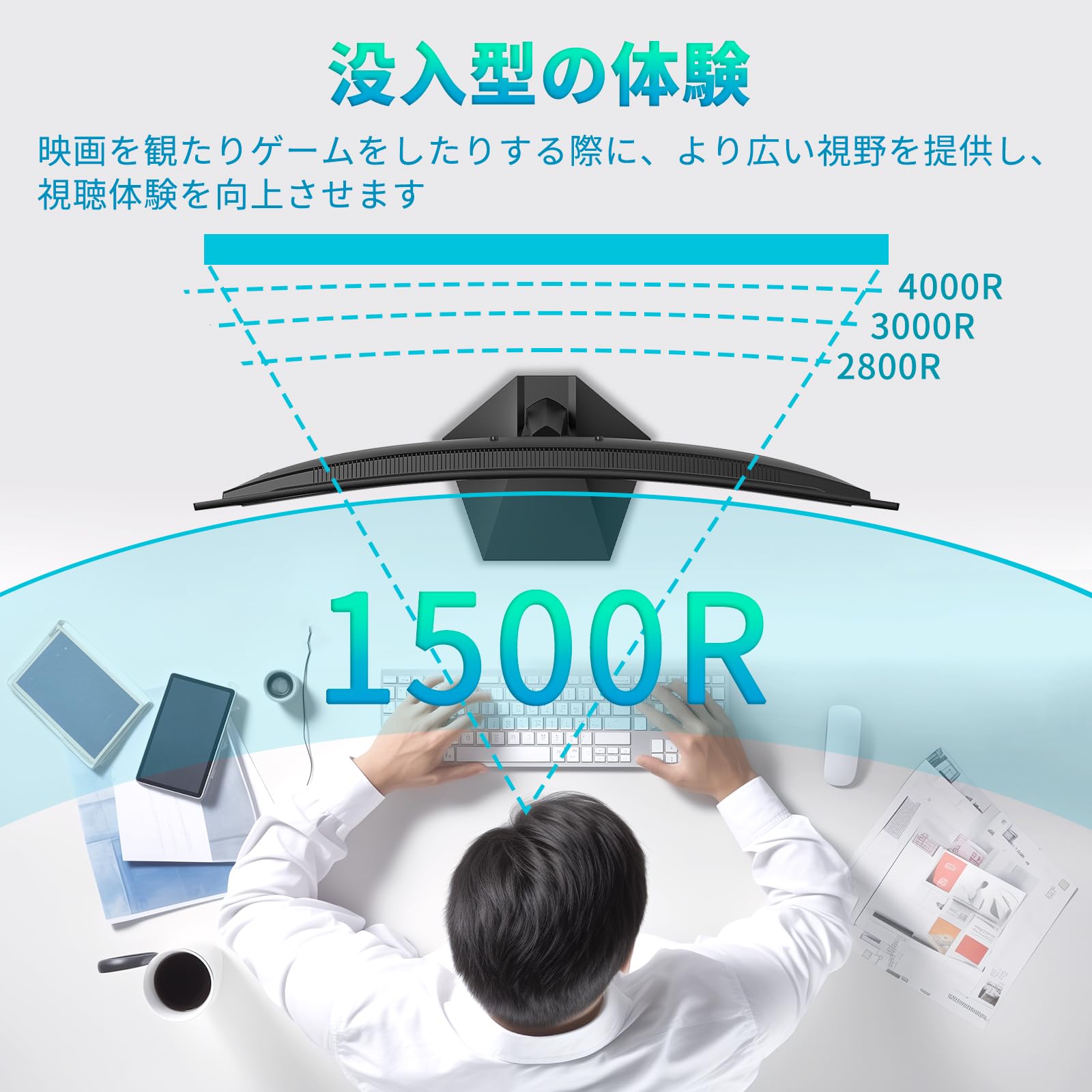 【送料無料】Minifire モニター 24インチ 色：鈍色、サイズ：27 インチ 120Hz-曲面 sunnynook-10266703 sunnynook サンプル画像2