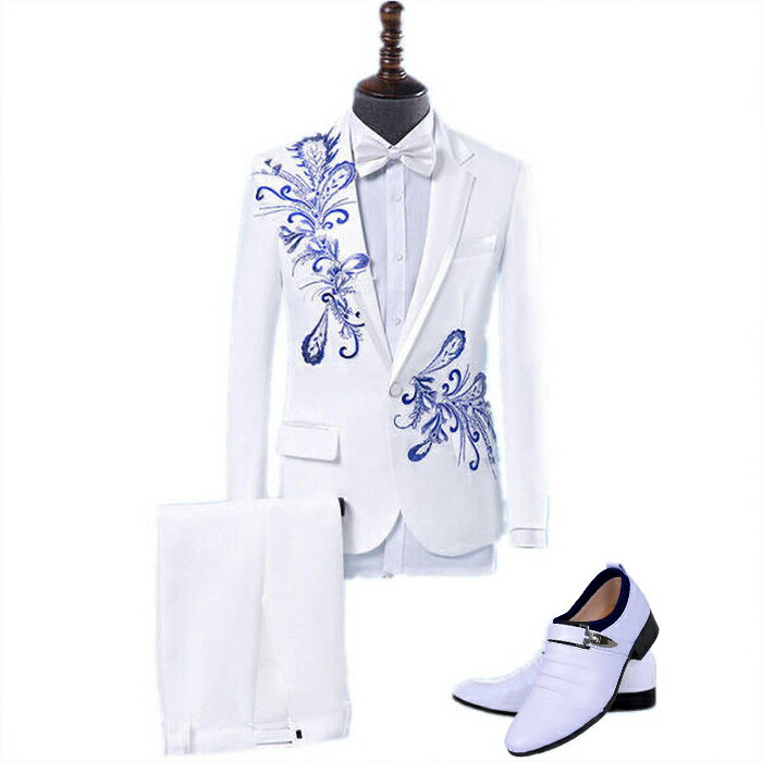어른 공작 재킷 사회자 남성 정장 세트 노래방 대회 남성 무대 무대 의상 연극 호화 흰색 공작 님 정장 3 점 무대 궁정 인기 중세 귀족 신발 추가 가능 [S 2XL] d9046c0c0d