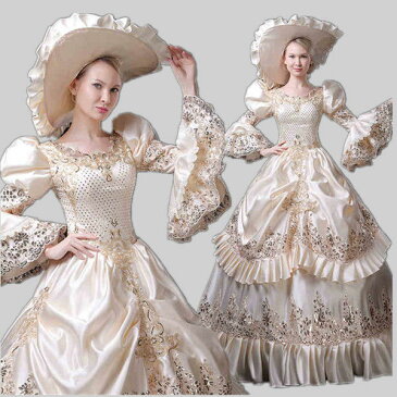【サイズ有りS/M/L/XL/2XL/3XL】舞台 中世 貴族 衣装 豪華ロングドレス ステージ衣装としても最適 フランス貴族 人気お姫様ドレス レース ベージュ 公爵夫人 歌劇 宮廷服 髪飾り付き プリンセスラインお姫様ドレス 舞台ステージ衣装演劇オペラ声楽/代引き不可