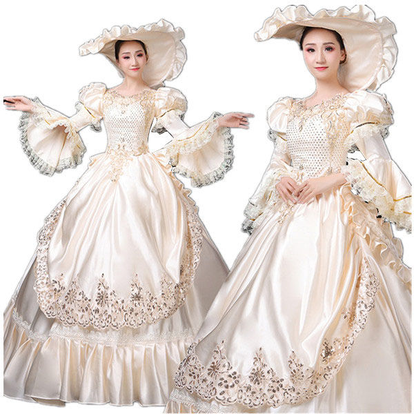 Other - 豪華 ロング ドレス ステージ 衣装 お姫様 プリンセスライン 公爵夫人 プリンセスラインお姫様 舞台ステージ 演劇 舞台 中世 貴族 カラードレス サイズ指定可【S/M/L/XL/2XL】