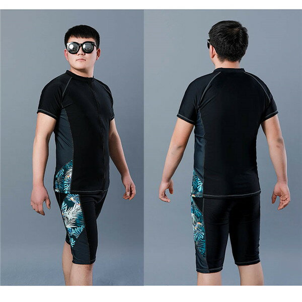 水着 メンズ 上下セット セットアップ パパ 半袖 ラッシュガード ハーフパンツ ブラック スポーツ水着 ジム スポーツジム プール 海 ブラック 大きいサイズ 3L 4L 5L 6L 7L 8L 9L 10L df563c0c0l9