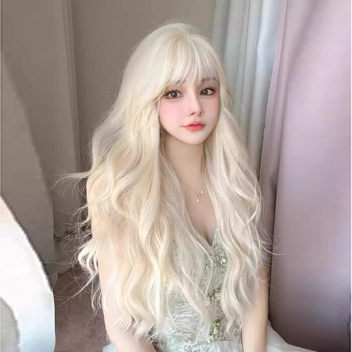 ウィッグ ロリータ風 ホワイトゴールド ロング 日常可 lolita 原宿風 かつら 前髪つけ毛 レディース コスプレ用 コスプレウィッグ ハロウィン 耐熱ウィッグ コスチューム ロング 小顔効果抜群 可愛い 仮装 大人用dp324c0c0x0