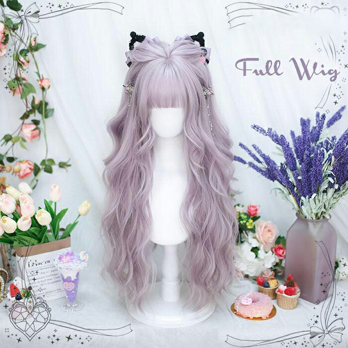 フルウィッグ ロング ウェーブ ラベンダー パープル 耐熱 自然 可愛い 小顔効果 レディース コスプレ ハロウィン パーティー 姫系 dp400c0c0x0