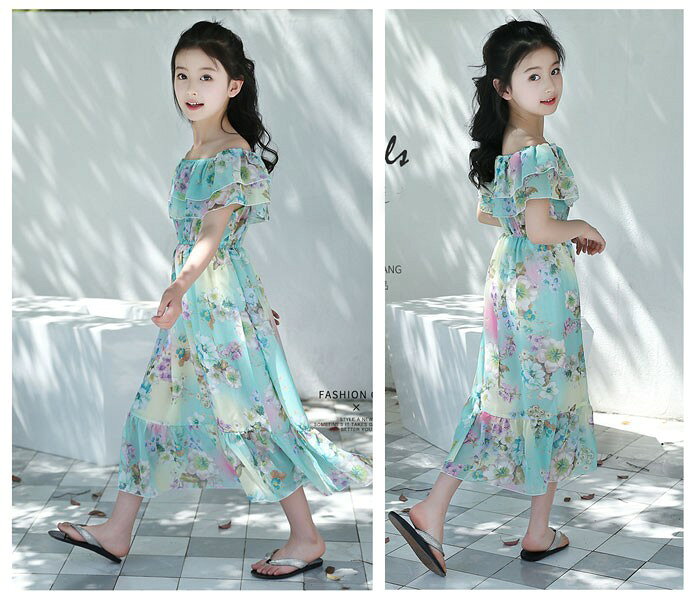 夏ワンピ かわいい 花柄 リゾートワンピ ボヘミア風 子供服 キッズ ワンピース 女...