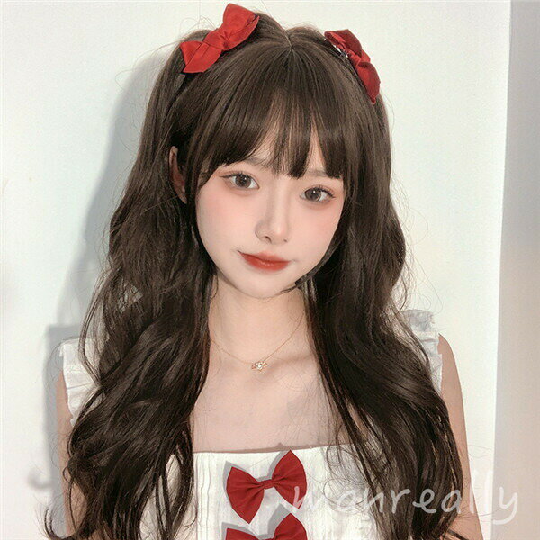 フルウィッグ ロング 自然 ウィッグ lolita 可愛い 超自然 ネット付 キュート 小顔 コスプレ ハロウィン wig かつら 小顔効果抜群 仮装 原宿 結婚式 パーティー 耐熱ウィッグ 韓国風 日常用 コスプレ ブラウン dp110d4d4l9