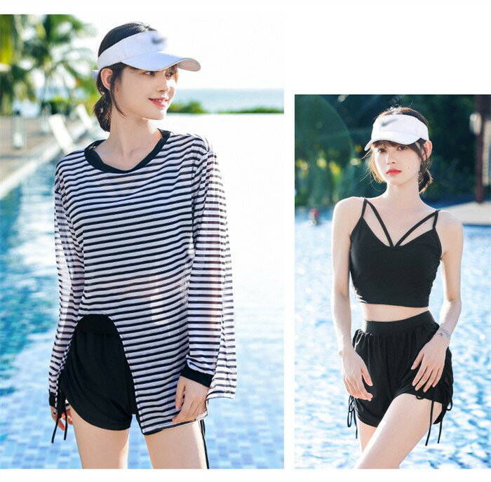 水着 大きいサイズ ぽっちゃり水着 レディース 体型カバー 大きいサイズ水着 ぽっちゃり タンキニ 3点セット 長袖シャツ ラッシュガード ママ セパレート ショートパンツ 10代 20代 二の腕カバー 露出控えめ 30代 海 プール リゾート おしゃれ カバーアップ 胸パッド付き