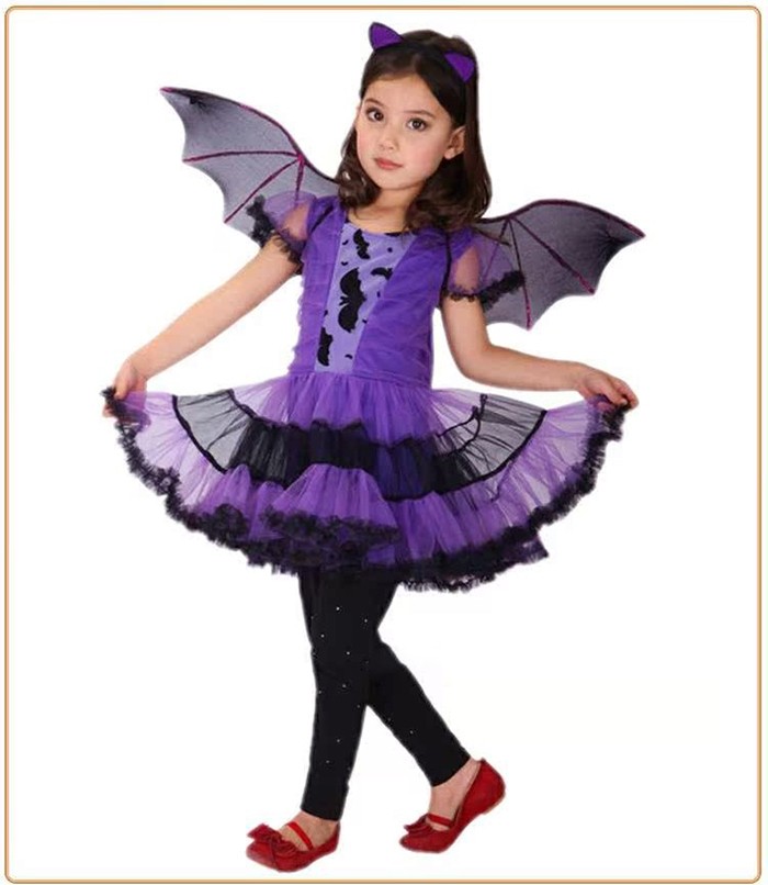 ハロウィン 仮装 魔女 ワンピース キッズ 子供 パープル コウモリ 子供 可愛い ハロウィンコスプレ 女の子 魔法 コウモリ 小魔女 3点セット 羽 カチューシャ コスチューム ハロウィン仮装 コスプレ衣装 コスプレ仮装 コスプレ パープル S M L 2L 3L mj006d7d7lc sunnyprize-10033860 サニープライズ 楽天市場店 サンプル画像3