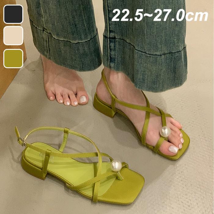 華奢ストラップサンダル レディース 脱げない ローヒール 痛くない 歩きやすい スクエアトゥ 細ストラ..