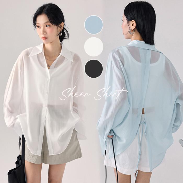 シアーシャツ レディース シャツ 長袖 可愛い 大きいサイズ ゆったり 羽織り 夏 薄手 長袖シャツ サマーシャツ 透け感 トップス シアー シースルー シンプル カジュアル 羽織 体型カバー きれいめ オフィス 冷房対策 UV対策 紫外線対策 nj010d7d7x0
