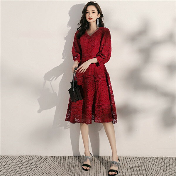 ドレス ショート丈 ひざ丈ドレス 演奏会 ピアノ 発表会 5分袖付き 袖あり スエード Aライン Vネック ファスナー フェミニン エレガント 大きいサイズ 大人 母親 結婚式 体型カバー 謝恩会 卒業式 誕生日会 ステージ da607g4g4zs