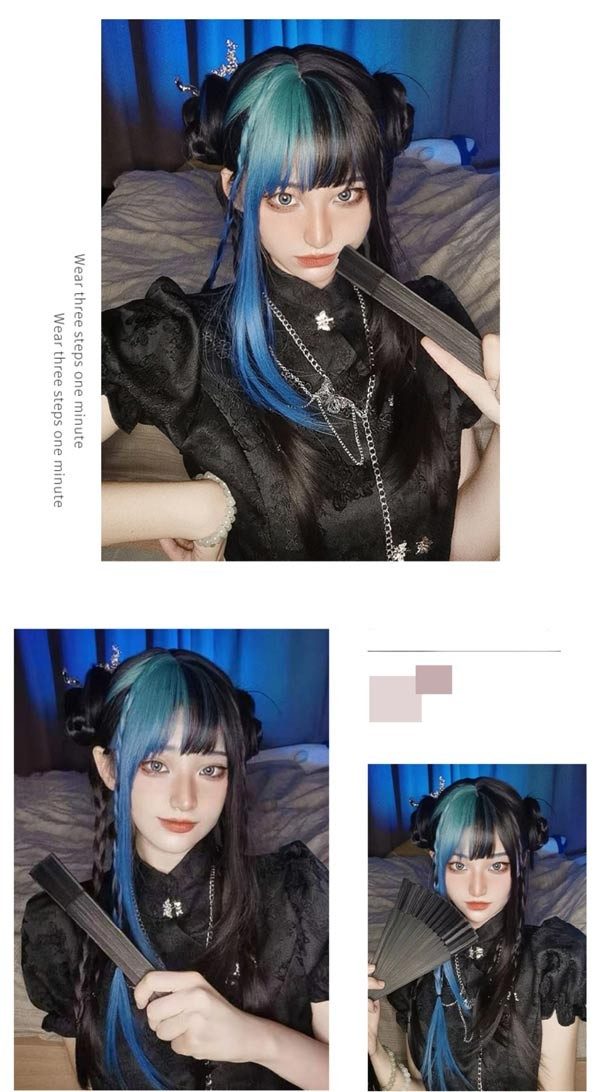 ウィッグ ロリータ 原宿風 ツートンカラー ロング ミディアム 巻き毛 ぱっつん前髪 レディース ゆめかわ コスプレウィッグ 可愛い 耐熱ウィッグ コスチューム 仮装 大人 自然 ナチュラル イベント 文化祭 普段使い ハロウィン dp024m3m3w9