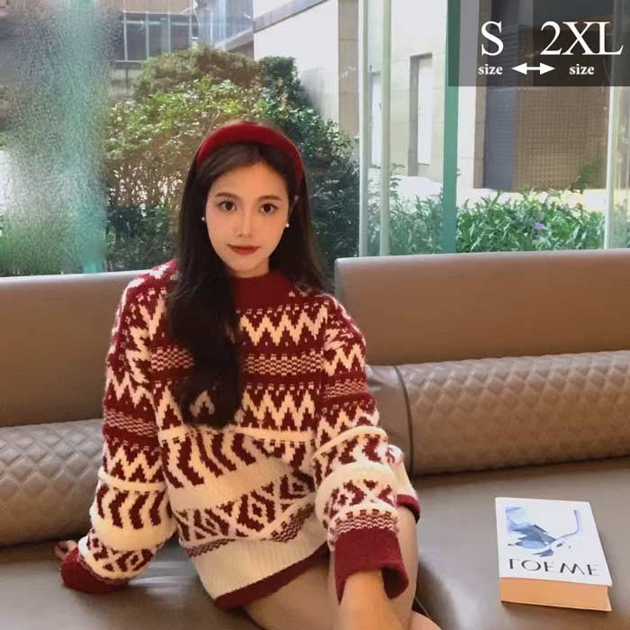 樂天商城 - レディース セーター ニットセーター ニット クリスマス ニットセーター Xmas Christmas 長袖 トップス ふわふわ ゆったり 秋冬 体型カバー おしゃれ カジュアル 可愛い 暖かい kr004m3m3x0