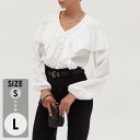 ブラウス レディース トップス シャツ 長袖 Vネック フリルのある服 リボン 無地 白シャツ 秋 春 大人 可愛い 通勤 通学 デート 旅行 薄手シャツ おし...