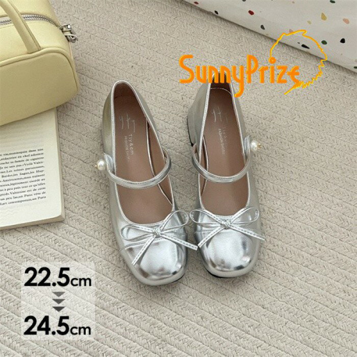 パンプス メリージェーン レディース フレンチレトロ ミドルヒール ストラップ小皮靴風 上品 きれいめ スカートコーデ 通勤 お出かけ シルバー 22.5-24.5cm nt013m7m7m7