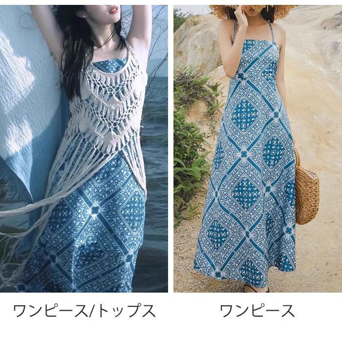 リゾートワンピ エスニック柄 大人可愛い 夏ワンピース リゾートワンピース レディ...