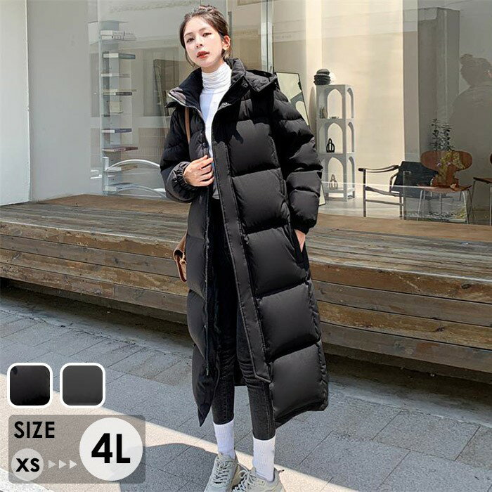 Down Coat - 【スカーフおまけ】ダウンコート フード付き ベンチコート レディース ダウン ロング コート アウター ジャケット 冬 ロングダウンコート おしゃれ シンプル 防寒 小さいサイズ 大きいサイズ 柔らかい 防寒性 冬服 防寒着 あったか 暖かい ブラック 黒 de112n1n1x0