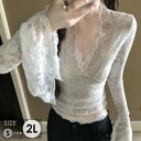 トップス レース セクシー ブラウス 長袖 Vネック インナー 韓国風 大人 可愛い かわいい 秋 冬 春 オフィス 通勤 20代 30代 40代 OL レディ...