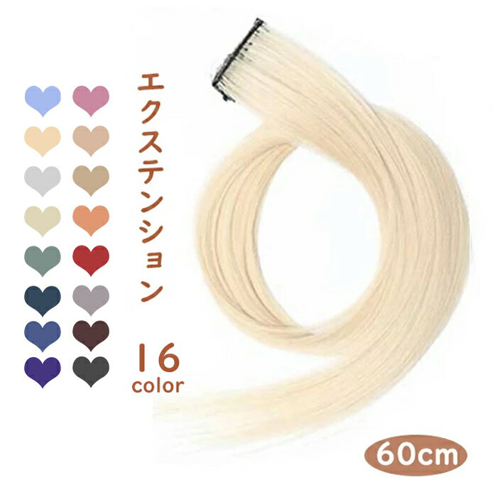 エクステンション ウィッグ 部分ウィッグ エクステ つけ外し簡単 クリップ カール グレージュ 派手色 ストレート セミロング メッシュ インナーカラー 可愛い...