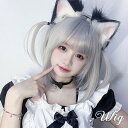 ウィッグ レディース フルウィッグ ショート グレー 灰髪 ぱっつん前髪 前髪あり 可愛い かわいい 大人用 コスプレ ロリータ ゴスロリ コスチューム 原宿風 仮装 超自然 かつら wig Lolita 小顔 文化祭 イベント 学園祭 ハロウィン dq132n1n1lc