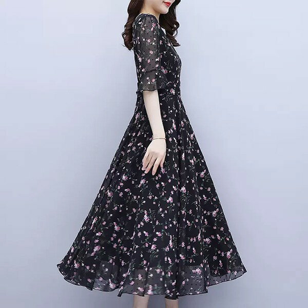 リゾートワンピース 沖縄 花柄 夏ワンピース ロング丈 Vネック ゆったり 大きいサイズ 結婚式 二次会 旅行 海 広がる裾 女性らしさ溢れる おしゃれ かわいい ハワイアン 小柄 Aライン S M L XL 2XL 3XL 4XL 5XLbs012s1s1w9