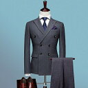 スーツ メンズ ビジネス スリム ダブルブレスト おしゃれ 卒業式 入学式 入社式 suit グレー 2点セット 3点 スリム ビジネス スリーピーススーツ【S/M/L/XL/2XL/3XL/4XL/5XL】