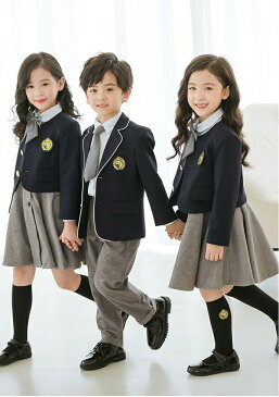 韓国風 子供制服 幼稚園 小学生 女の子 男の子 5点セット ワンピース リボン ネクタイ 長袖 キッズ フォーマル かわいい服 入学式 ・入園 卒業式 お受験 結婚式 発表会 ジュニア【100/110/120/130/140/150/160】代引不可