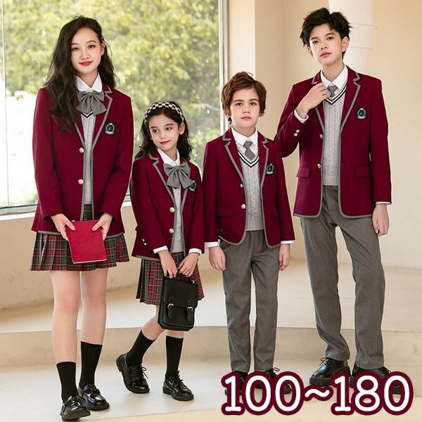 卒業式 入学式 スーツ 女の子 男の子 中学 小学生 受験 学生服 通学 セット 大きいサイズ 女児 ジュニアスーツ 子供スーツ お受験 発表会 ワインレッド 100 110 120 130 140 150 160 170 180 dr183t2t2g4