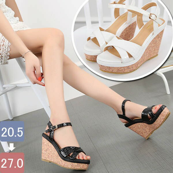 サンダル レディース ヒール ウエッジソール サンダル ストラップ ウェッジソール 厚底 シューズ 黒 白 痛くない 歩きやすい 美脚 疲れにくい 靴 女性 大人 ホワイト おしゃれ ブラック 20.5 21.0 21.5 22.0 22.5 23.0 23.5 24.0 24.5 25.0 25.5 26.0 26.5 27.0 ei102t2t2l9