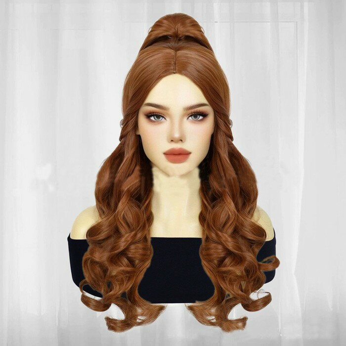 フルウィッグ 中世の貴族風 巻き毛 ロングウィッグ かつら 女性 長髪 レッドブラウン レディース コスプレ ハロウィン 発表会 学園祭 文化祭 ロリータ 可愛...