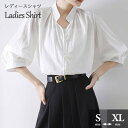 ブラウス レディース シャツ トップス スタンドカラー 半袖あり 袖付き バフスリーブ 透け感 肌見せ 落ち感 タレ感 ストンと落ちる フェミニン セクシー サマー 白 韓国風 シースルー かわいい 夏 涼しい ホワイト S M L 2L dk145x1x1m7