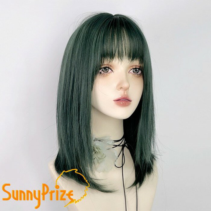 樂天商城 - ウィッグ フルウィッグ グリーン 緑 セミロング ストレート レディース ハロウィン ふんわり前髪あり ナチュラル 原宿風 かつら コスプレ 可愛い 仮装 大人用 普段使い イベント 女装 発表会 文化祭 学園祭 学芸会 舞台 演劇 変装 小道具 dp144x1x1lc