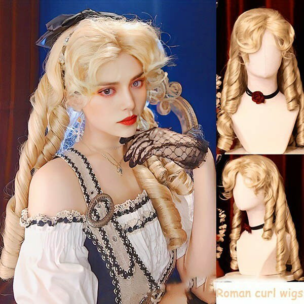 ウィッグ レディース 貴婦人ウィッグ 貴族 演劇 フルウィッグ かつら ロングウィッグ コスプレウィッグ ロングヘア 自然 前髪なし ロリータ ハロウィンコスプレ おしゃれ 可愛い 耐熱ウィッグ 小顔効果抜群 コスチューム 文化祭 学園祭 イベント dp186x1x1sa