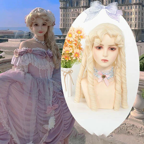 ウィッグ レディース 貴婦人ウィッグ 貴族 演劇 フルウィッグ かつら ロングウィッグ コスプレウィッグ ロングヘア 自然 前髪なし ロリータ ハロウィンコスプレ おしゃれ 可愛い 耐熱ウィッグ 小顔効果抜群 コスチューム 文化祭 学園祭 イベント dp186x1x1sa