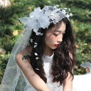 花嫁 結婚式 髪飾り ウエディングベール ヘッドドレス 花 ブライダル チュール リボン 韓国風 カチューシャ パーティー 二次会 披露宴 前撮り 後撮り 演奏会 謝恩会 演出 イベント お呼ばれ 舞台 成人式 写真用 撮影用 ヘアアクセ ヘアアクセサリー ds128x1x1sa