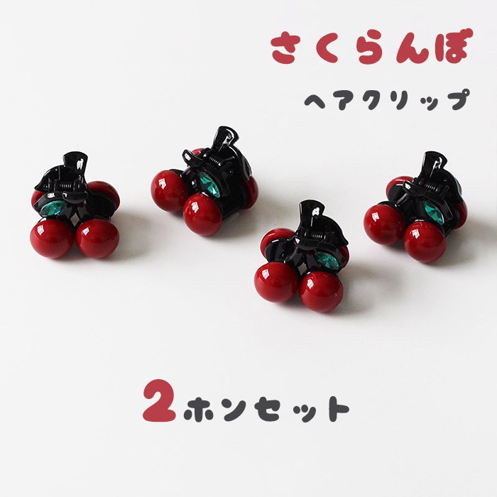 2点セット ヘアクリップ レディース 髪留め ミニクリップ チェリー さくらんぼ ヘアアクセサリー 小さい 髪量少なめ 半分まとめ髪 可愛い 韓国風 おしゃれ 高級感 ヘアアレンジ グッズ 前髪 後れ毛 ハーフアップ 髪飾り 赤 ブラック 緑 プチプラ 髪どめ ds160x1x1lc