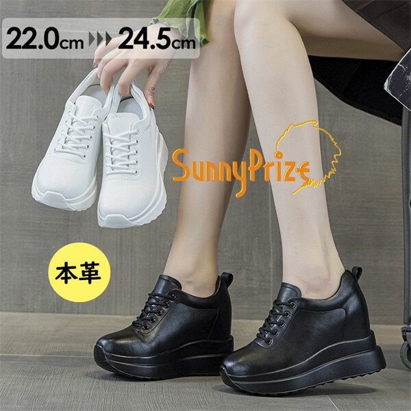 厚底スニーカー レディース 本革 9cm インヒール 軽量 歩きやすい 美脚効果 スタイルアップ カジュアル シューズ 通勤 通学 春秋用 白 黒 22.0～24.5cm np027z7z7z7