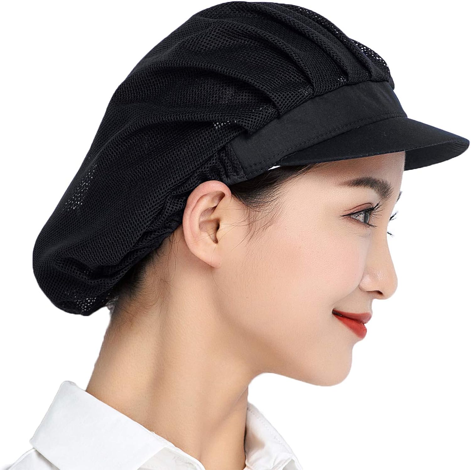 衛生キャップ 100/200枚 ブラック キッチン 衛生帽 給食帽 工場 通気性 髪 フルネット 無地 男女兼用