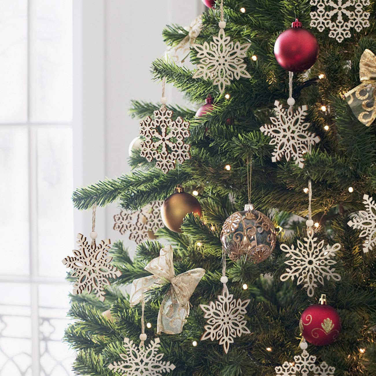 Rakuten - 12枚セット クリスマスツリー 飾り 木製 北欧 クリスマス デコレーション用 飾り付け インテリア 装飾 おしゃれな
