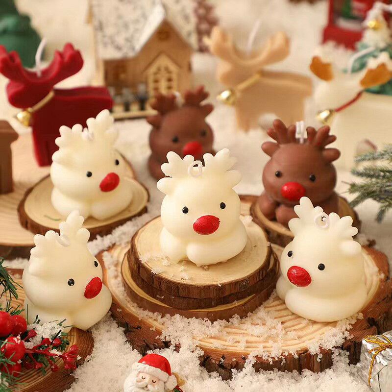 Rakuten - クリスマス 雰囲気飾り クリスマスかわいい装飾品 クリスマスろうそく テーブルの飾り 可愛い 贈り物　子供のクリスマスプレゼント クリスマスパーティー　4個セット