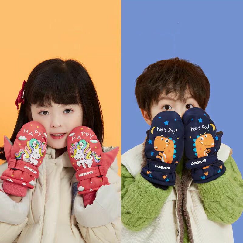 樂天商城 - 子供 スキー手套 スノーボード 手袋 防水 防寒 保温 冬 子供用 スポーツ 雪遊び 女の子 男の子 屋外活動 恐竜