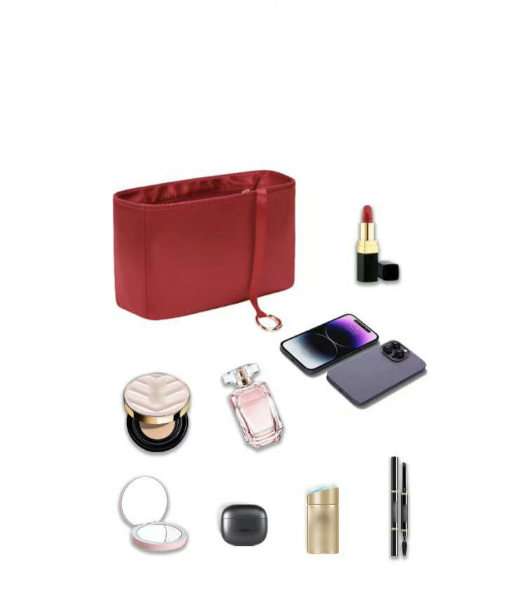 バッグインバッグ Dior Lady対応 高級シルク 軽量 自立 インナーバッグ チャック付き 小さめ 大きめ バッグの中 整理 整頓 通勤 旅行バッグ 防水 水洗可能 バッグ 内部 底 汚れ防止 PaBin 2