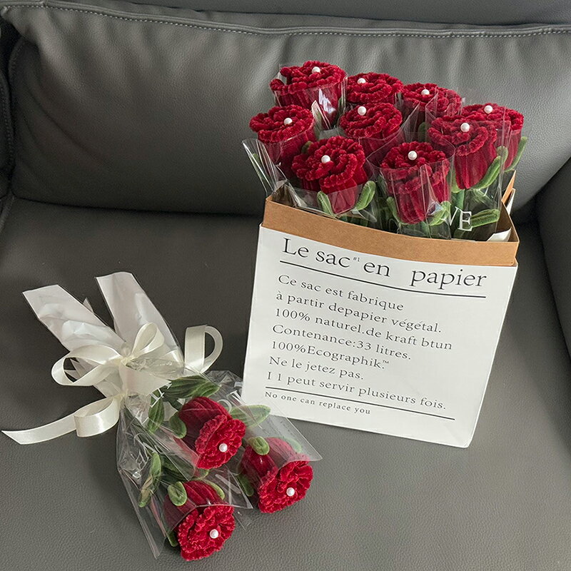 Rakuten - 【完成品】バラ チューリップ ひまわり 花束 手芸モール 造花 枯れない花 手芸 モールフラワー 手作り 母の日 敬老の日 開店祝い 卒業式 女性 プレゼント バレンタインデー ホワイトデー お返し ぬいぐるみ花束 精巧 可愛い 誕生祝 結婚式 10本・20本