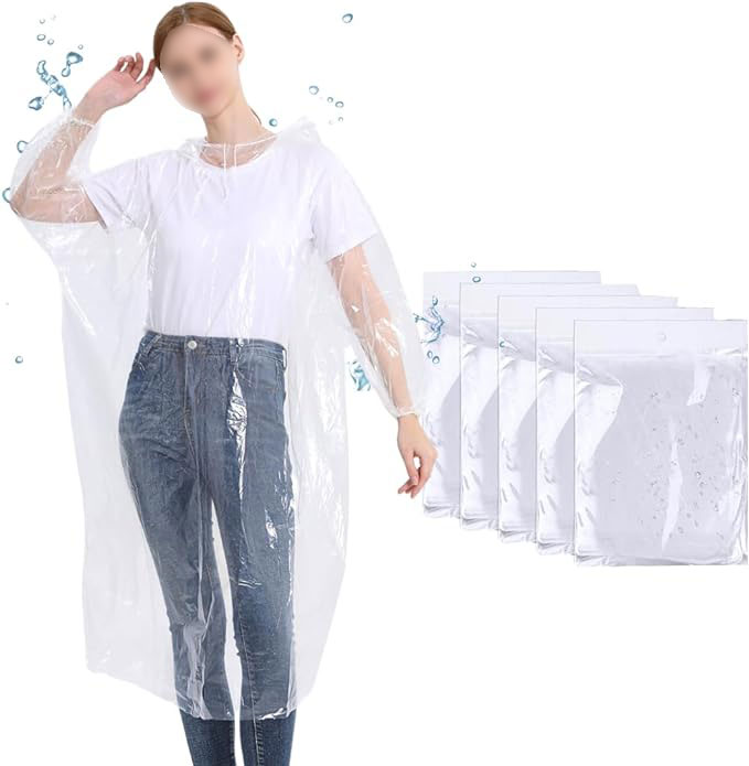 Rakuten - 使い捨て レインポンチョ 透明 防水 軽量 緊急用レインカバー 携帯便利 防災グッズ 旅行用 通学 通勤 男女兼用