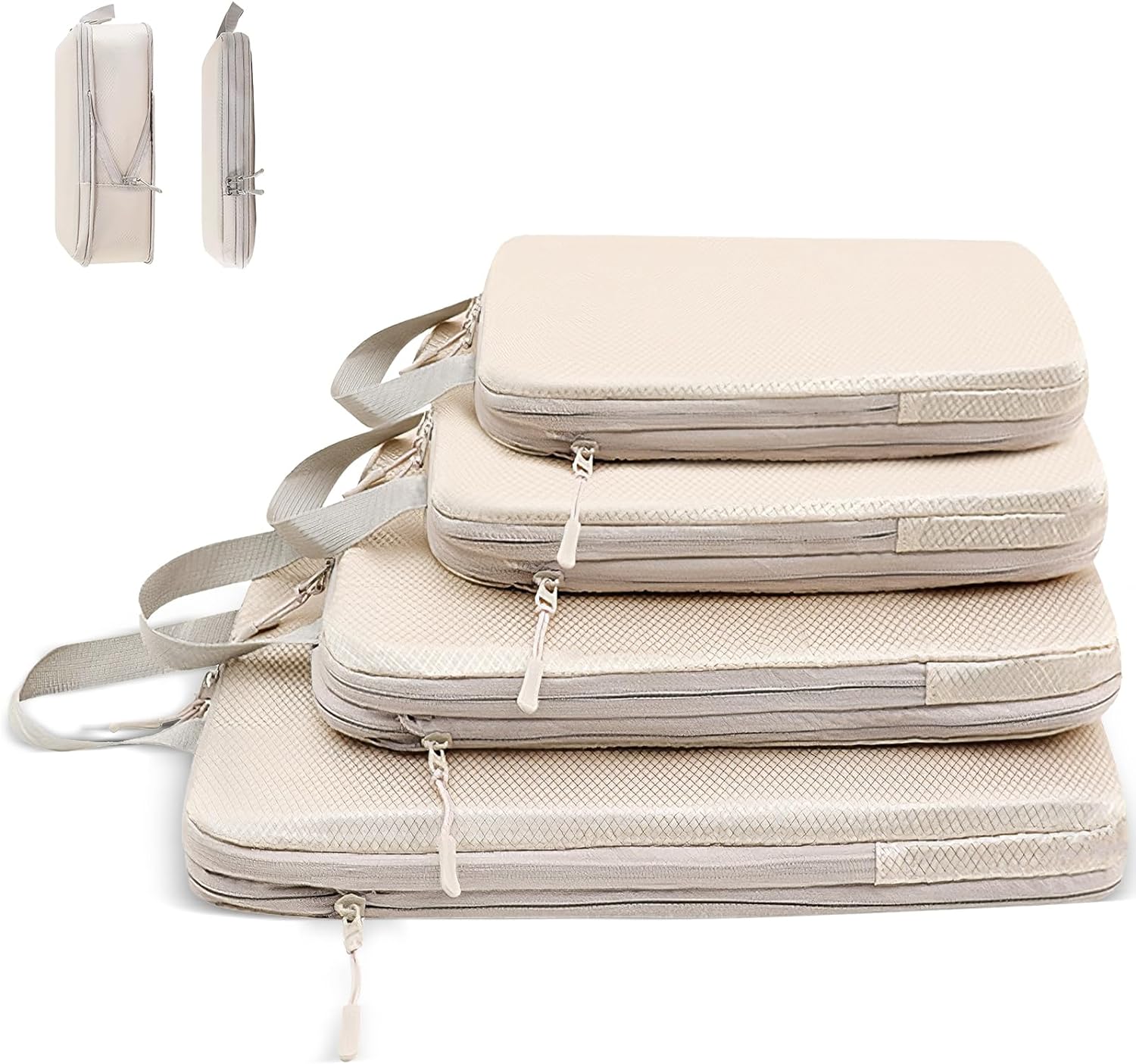 旅行用圧縮袋 4点セット トラベルポーチ 便利旅行圧縮バッグ 可変スペース 衣類仕分け 圧縮袋 旅行 出張 衣類 整理便利グッズ パッキングポーチ スペース節約