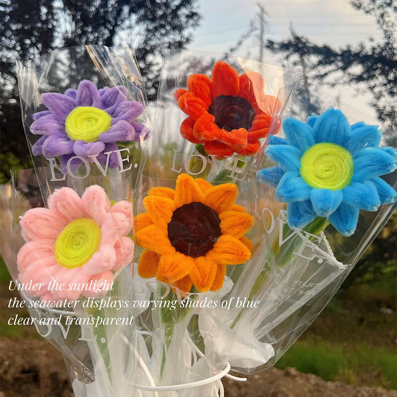 樂天商城 - 【完成品】 ひまわり 手芸モール 造花 枯れない花 手芸 モールフラワー モール花束 手作り 母の日 敬老の日 開店祝い 卒業式 女性 プレゼント バレンタインデー ホワイトデー お返し ぬいぐるみ花束 精巧 可愛い 誕生祝 結婚式